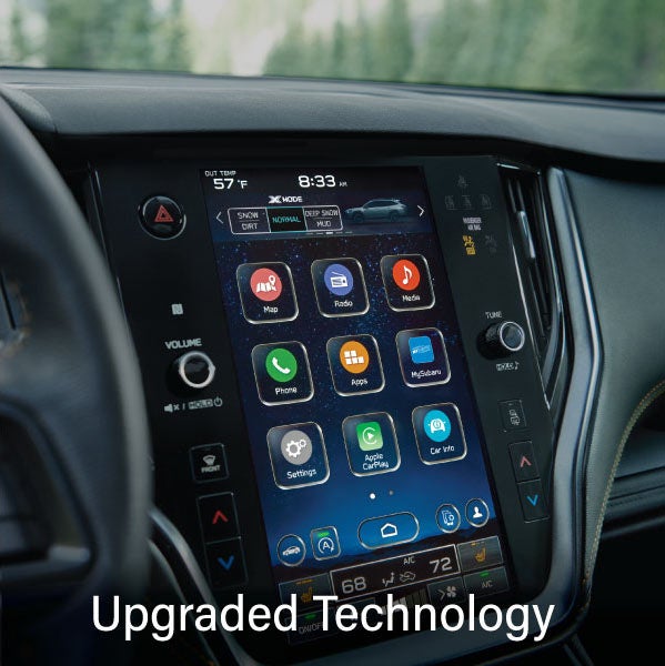 An 8-inch available touchscreen with the words “Ugraded Technology“. | River City Subaru in Huntington WV