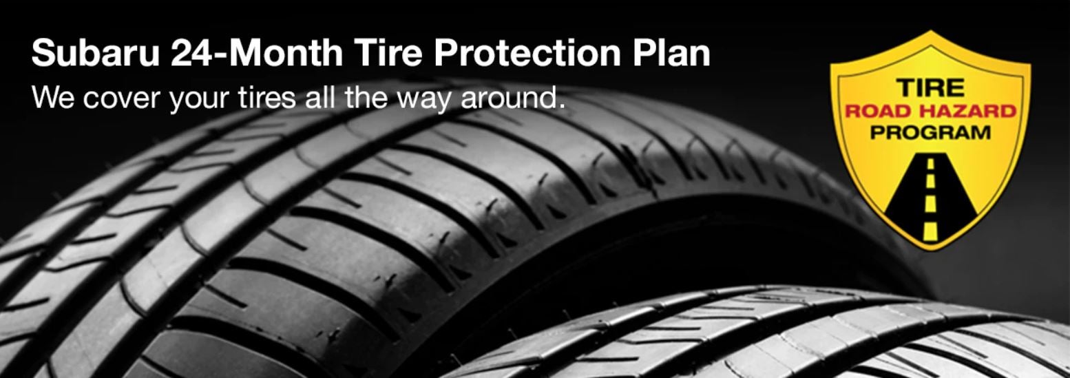 Subaru tire with 24-Month Tire Protection and road hazard program logo. | River City Subaru in Huntington WV